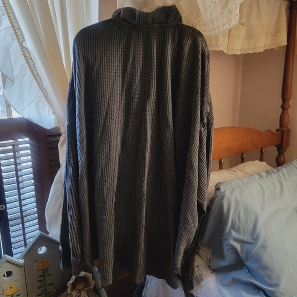 Free People FP ONE Scout Thermal Top Shirt Jacket Shacket CHARCOAL sz XL - Picture 7 of 16